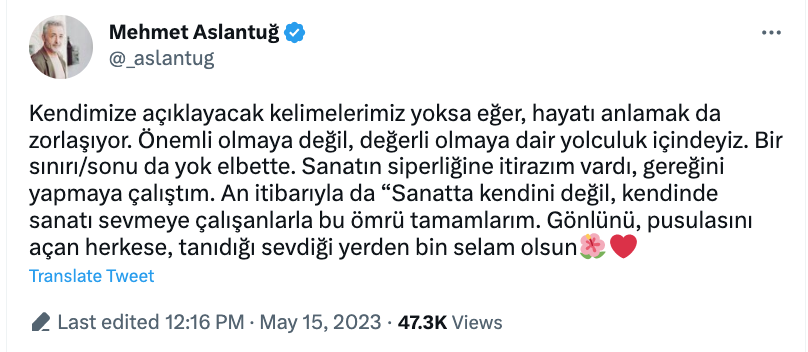 mehmet aslantug dan secim sonuclari ile ilgili aciklama